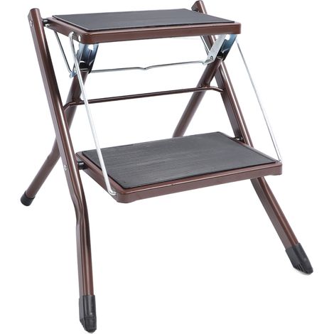 Tabouret pliant à 2 marches, capacité de 264,6 lb, avec large pédale antidérapante, pour cuisine, salle de bain, café (1/5)