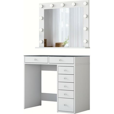 Coiffeuse de maquillage avec miroir et éclairage pour chambre Domus (1/5)