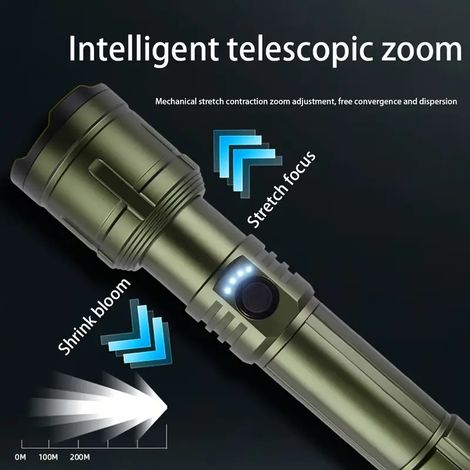 Doppelstrahl-Taschenlampe mit Typ-C-Ausgang, die in der Lage ist, ein weißes Laserlicht über große Entfernungen auf metallische Oberflächen zu projizieren.