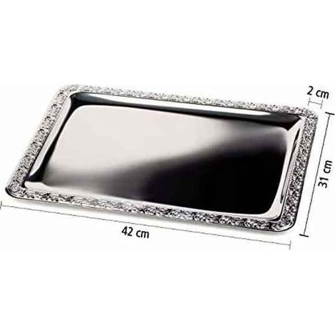 Plateau de service rectangulaire inox poli - APS 420 x 310 mm (1/2)