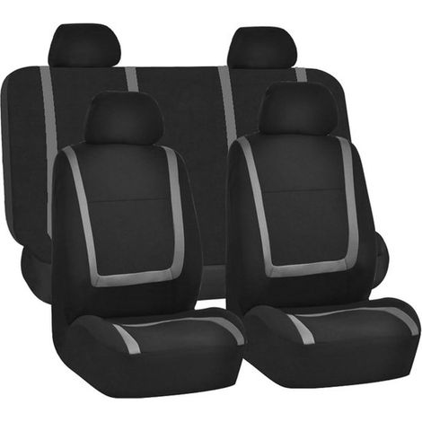 Set di coprisedili per auto - Rivestimento sedili auto - Protezione interni - Vestibilità universale - Set completo - Grigio (1/5)