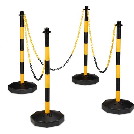 Poteau de barrière avec chaîne, lot de 4 (1/5)