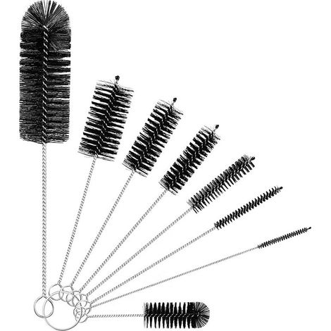 Bürste aus Edelstahl 304 für Reagenzgläser und Strohhalme, Nylonbürstenset zur Reinigung von Innenbohrungen und kleinen Zwischenräumen von Rohren, Bürste für Becher und Babyflaschen (8-teilig). (1/4)