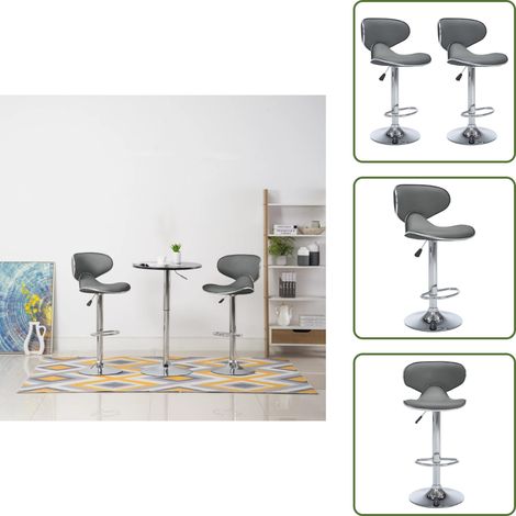 Tabourets de bar lot de 2 gris similicuir - Tabouret De Bar - Chaise De Bar - Fauteuil De Bar - Simuli Cuir - Meuble De Cuisine (1/5)