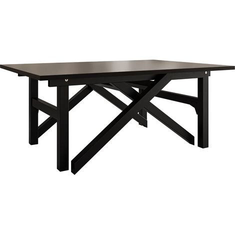 Mesa de centro convertible Oswego 151, Negro, 40x70x100cm, Diámetro: 0, Aglomerado laminado, Angular