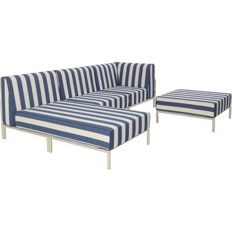 Salon de jardin bas modulable rayé 4 places bleu pacific - Patio (1/5)