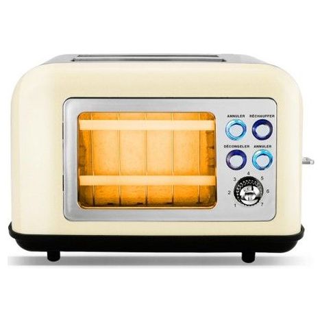 Grille-pain rétro TOASTEO GLASS BEIGE avec fenêtre