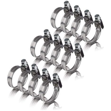 12 colliers de serrage metallique inox 16-25mm – colliers serrage professionnels en acier inoxydable V2A pour machine à laver, lave-vaisselle  pinces de tuyau 16-25 mm