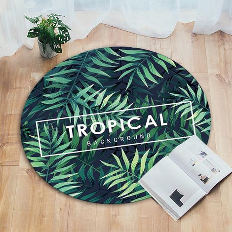 Tapis rond pour chaise de bureau, tapis antidérapant pour salon/chambre/bureau d'enfant – Diamètre 80 cm, motif forêt tropicale