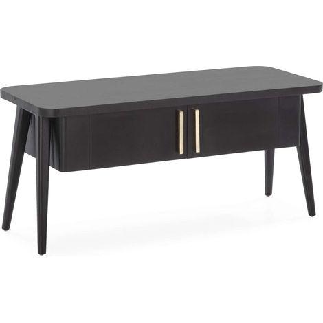 Meuble TV /Audio 110 x 45 x 50 cm Bois - Noir (1/5)