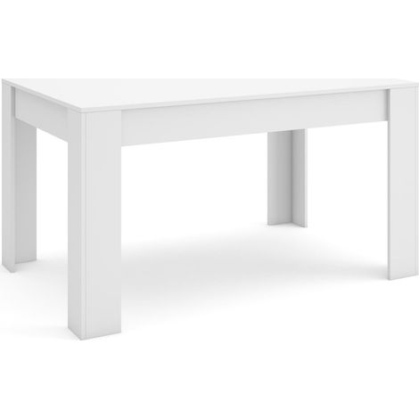 Skraut Home – Table de salle à manger 140x90cm – Pour 6 personnes – Structure robuste en blanc mat – Style moderne (1/5)