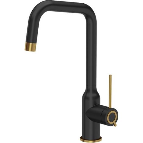 Quadron Natalie Q LINE Küchenarmatur schwarz matt mit goldenen Akzenten