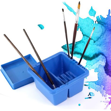 Seau carré en plastique pour nettoyage de pinceaux - Accessoire multifonction pour atelier créatif et arts plastiques (1/5)