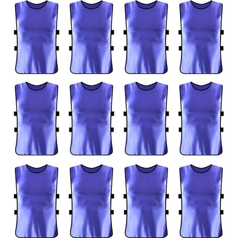 Maillot d'entraînement de football réversible pour adultes, lot de 12, violet, respirant, parfait pour les matchs et l'entraînement en extérieur. (1/5)