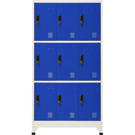 vidaXL Armadietto con Serratura Grigio e Blu 90x45x180 cm in Acciaio