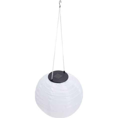 Lanterne chinoise solaire LED étanche en tissu, à suspendre, pour mariage, fête ou jardin, lumière blanche. (1/5)
