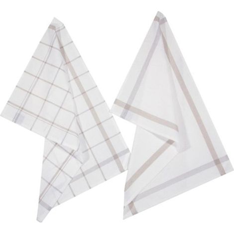 Lot de 2 Torchons de Cuisine "Traditionnel" 70cm Gris