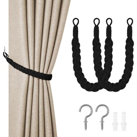 Confezione da 2 nastri per tende,corda per tende da 60 cm con fibbia,nastri per tende intrecciati a mano,nastri per tende ritorti (1/5)
