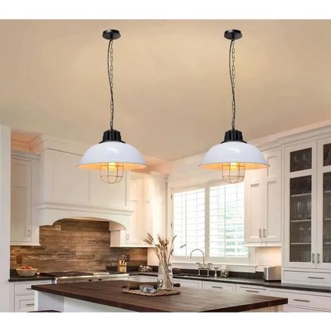 2pcs Lustre Suspension Vintage en Métal,E27 Lampe Plafonnier Retro Industrielle Style Edison pour Salon Chambre Cafe Bar (1/4)