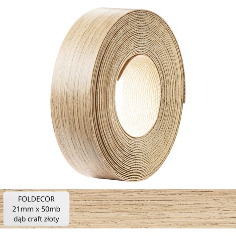 Cinta de cantos para muebles, color roble dorado, melamina, con adhesivo termofusible, 21 mm (50 m) (1/5)