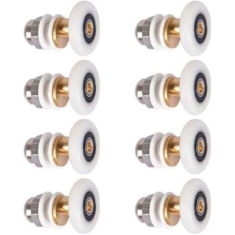 Porte de Douche - Rouleau Roulette Roue pour Porte de Douche Roulettes Coulissantes Porte Roue de Remplacement pour Rouleau 8 pièces 25mm (1/5)
