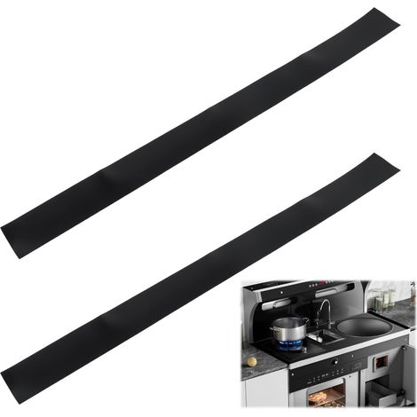 Confezione da 2 distanziatori in silicone da 63 cm per piani cucina – Per riempire lo spazio tra piano cottura, forno e lavello – Antiscivolo e resistenti al calore – Neri (1/5)
