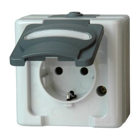 Kopp 103356006 1 pezzo Interruttore per ambienti umidi Completo Presa schuko con coperchio ribaltabile BlueElectric Gri (1/2)