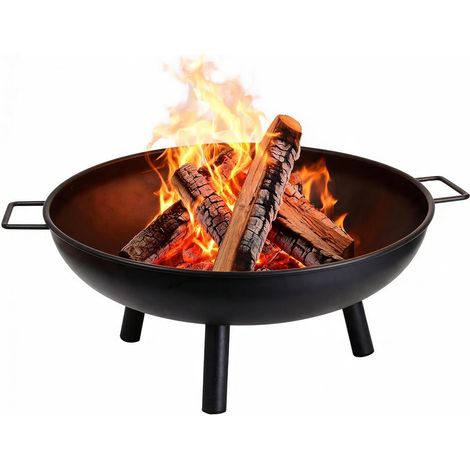 Jardin Ø 58 cm Métal Foyer Extérieur Terrasse Bois,Vasque à Feu, Feu de Camp, Trépied, Poignées, Charbon, Briquettes, Camping (1/5)