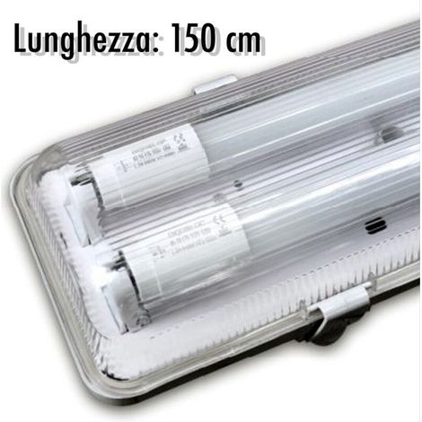 Plafonnier étanche Avec 2 Tubes Néon Led 150 Cm Pour Plafond Et Mur Ip65 (1/2)