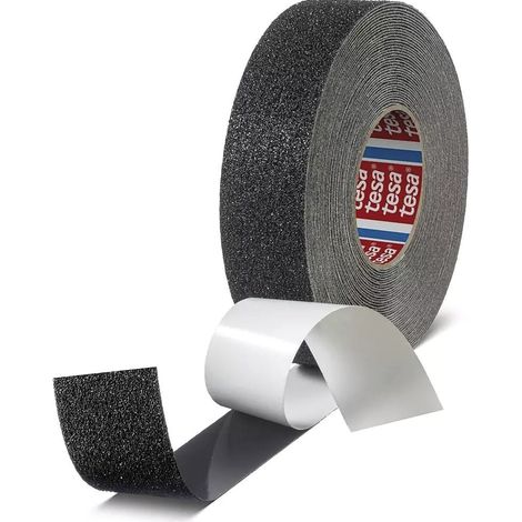 Tesa Antirutsch Klebeband - Anti Rutsch Streifen ideal als Treppen Rutschschutz, 50mm x 15m schwarz
