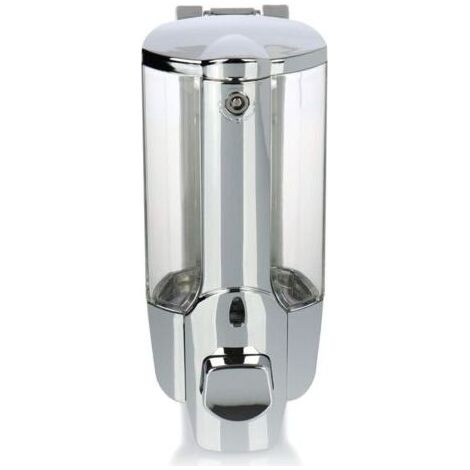 Distributeur de Savon Mural Rechargeable Design Chromé 85 x 85 x 190mm Contenance de 500ml, Pratique pour Salle de Bain (1/3)