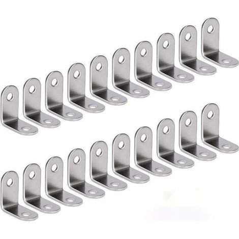 Angle Droit Support Inox 90 Degrés Support De Coin support d'angle en forme de L Fixation Équerre Livré Argent 20 Pièces 30 30 16mm (1/4)