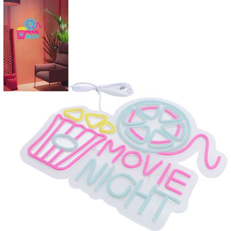 Lumières néon LED « Soirée cinéma » pour décoration murale, décoration home cinéma, lumières néon USB à intensité variable pour salles de cinéma (1/5)