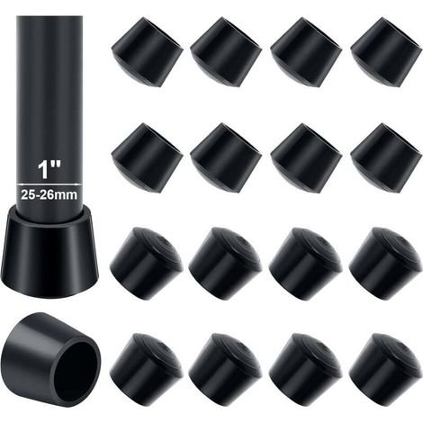 25mm Capuchons de Pied de Chaise, Sopito 16 Pcs Ronds en Caoutchouc Meubles Tasses Capuchons de Pied de Chaise Couvre-Pieds de Table Protecteurs de Sol Antidérapants, Noir (1/4)