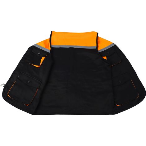 Veste de sécurité haute visibilité jaune et noir avec bandes réfléchissantes, zippée et poches multiples - Taille XXL