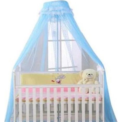 Ciel de Lit Bébé avec Support - Voile Grande Taille Moustiquaire Décorative - Bleu (1/4)