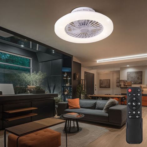Ventilatore da soffitto con telecomando Plafoniera con ventilatore Lampada ventilatore dimmerabile, timer CCT effetto stella, LED 30W 1800lm 3000-6500K, D 50 cm
