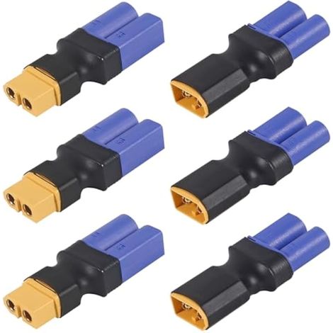 Lot de 3 connecteurs EC5 vers XT60 mâle femelle T pour chargeur de batterie RC Lipo Adaptateur de contrôle ESC et pièces de chargeur DIY (1/5)