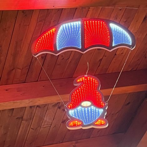 Babbo Natale con paracadute con led 3D h 60x39 cm Luci Natalizie, addobbo natale