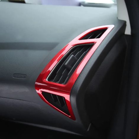 (ROUGE 2 PIÈCES) Paillettes décoratives pour grilles d'aération de climatisation en ABS. Convient aux Focus 3 et 4 (2012-2017). Accessoires intérieurs pour voiture. (1/4)
