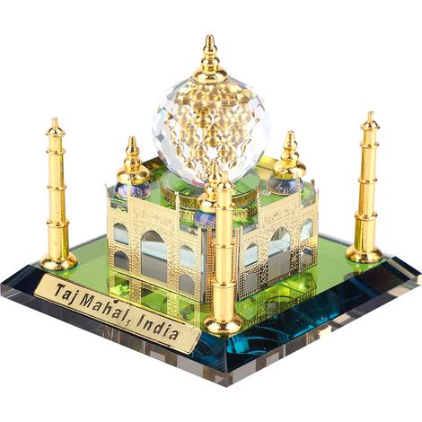 Maquette miniature du Taj Mahal en cristal doré, mosquée indienne, cadeau de décoration de bureau, style musulman (1/5)