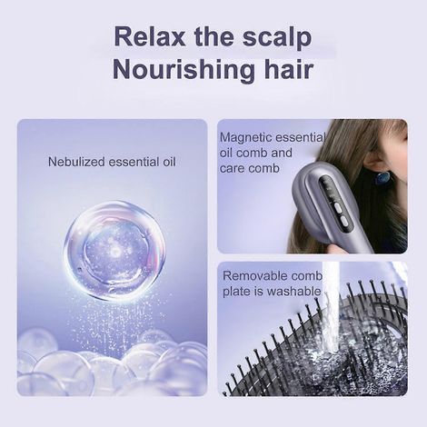 Peigne de massage électrique pour la tête aux huiles essentielles, soin des cheveux, luminothérapie rouge et effet anti-chute