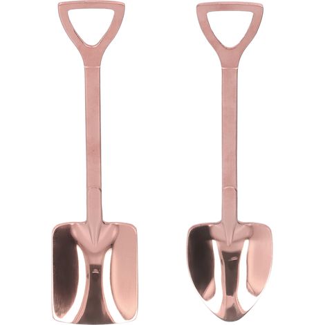 2 Cuillères à Dessert en Acier Inoxydable - Design Ergonomique Antidérapant pour Crème et Glaces - Finition Doré Rose (1/5)