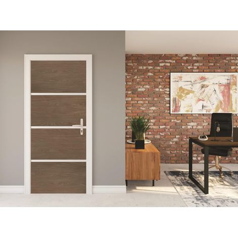 Kit Rénovation Porte – 890556 – Bois FSC Mixte 70% – Chêne fumé – Adhésif verni – Profilés alu – Décoration intérieure (1/4)