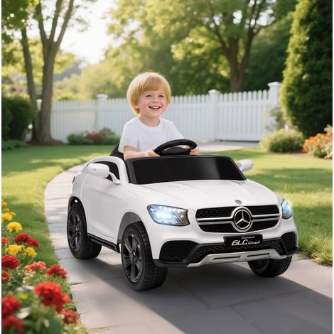 Voiture électrique enfant 12V 105x68x50 cm en plastique blanc, télécommande FloraGrace (1/5)