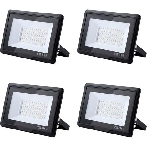 Projecteur LED Extérieur 50W, 5000LM Super Brillant, IP66 Étanche, 6000K Blanc Froid pour Garage, Jardin, Terrasse, Cour(4pcs) (1/5)