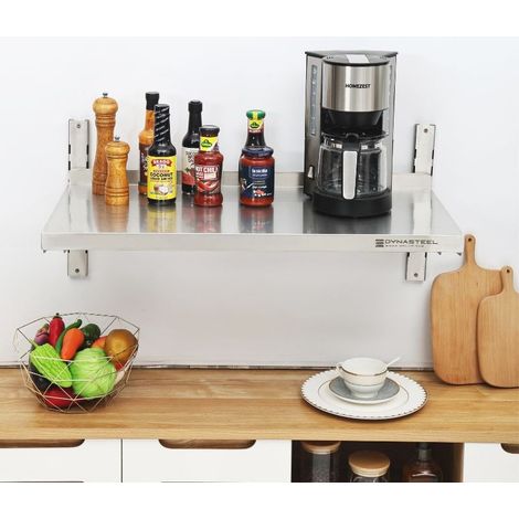 Etagère Murale en Inox sur Crémaillères - L 800 x P 400 mm (1/5)