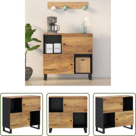 vidaXL Bois de manguier - Buffet avec 2 portes 80x33x75 cm bois massif de manguier (1/5)