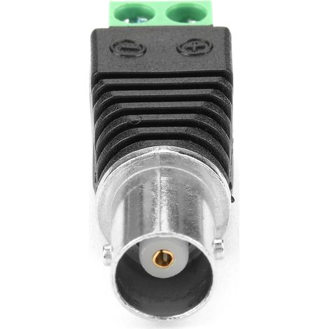 Packung mit 10 DC-Stromanschlüssen für koaxiale CCTV-Kameras, mit grünen BNC-Buchsen (Audio/Video). (1/5)