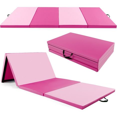 300 x 117 x 5 cm Weichbodenmatte aus Kunstleder mit Kletterverschluss & Tragegriffen Rosa